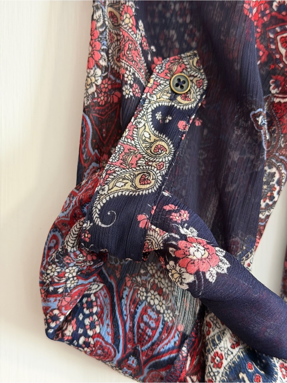 Knox Rose Navy and Burgundy Sheer V-Neck Tunic - Picture 5 of 11